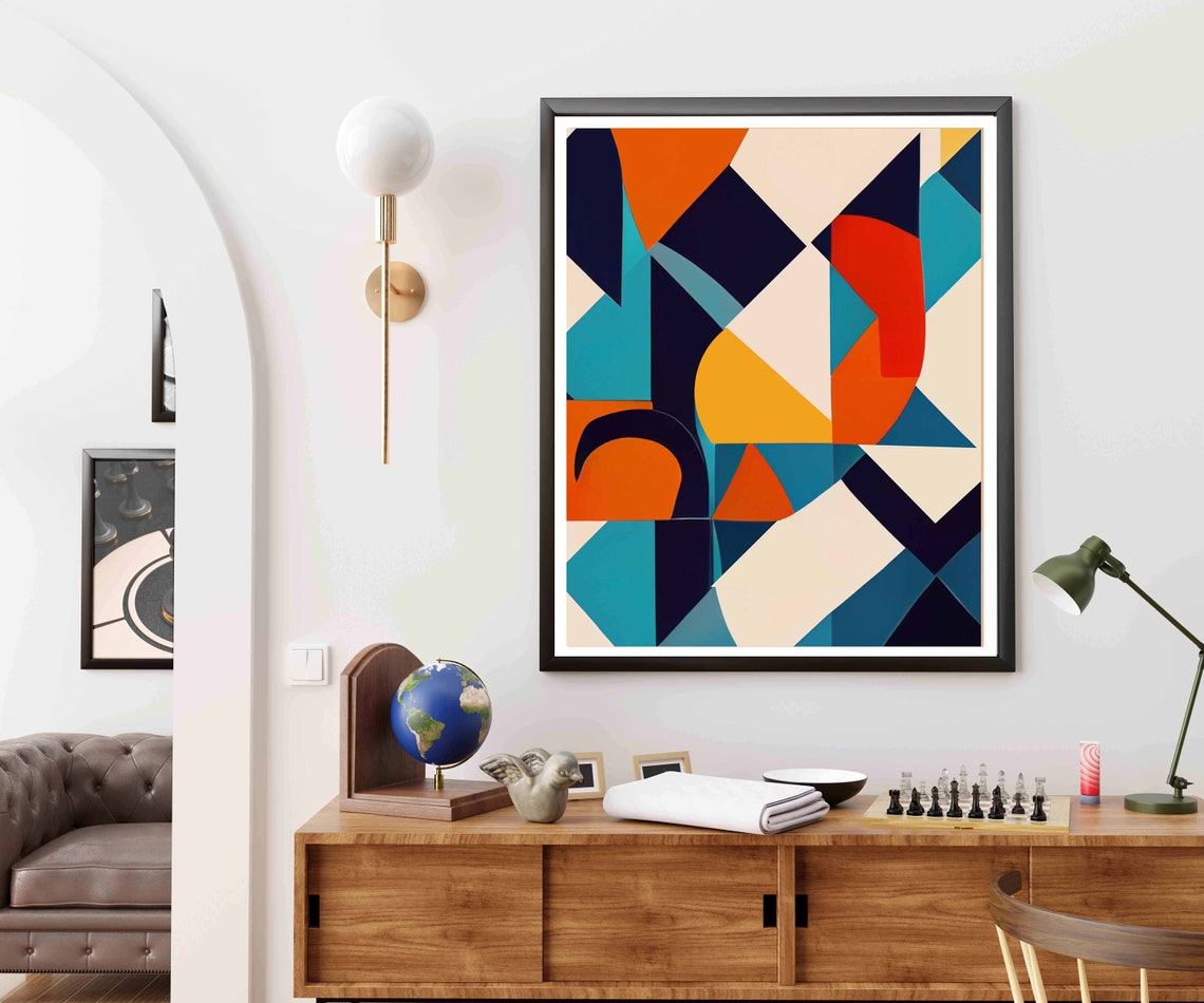 Retro Chic Bold Geometric Abstract Mid Century Shapes Poster - Image 2