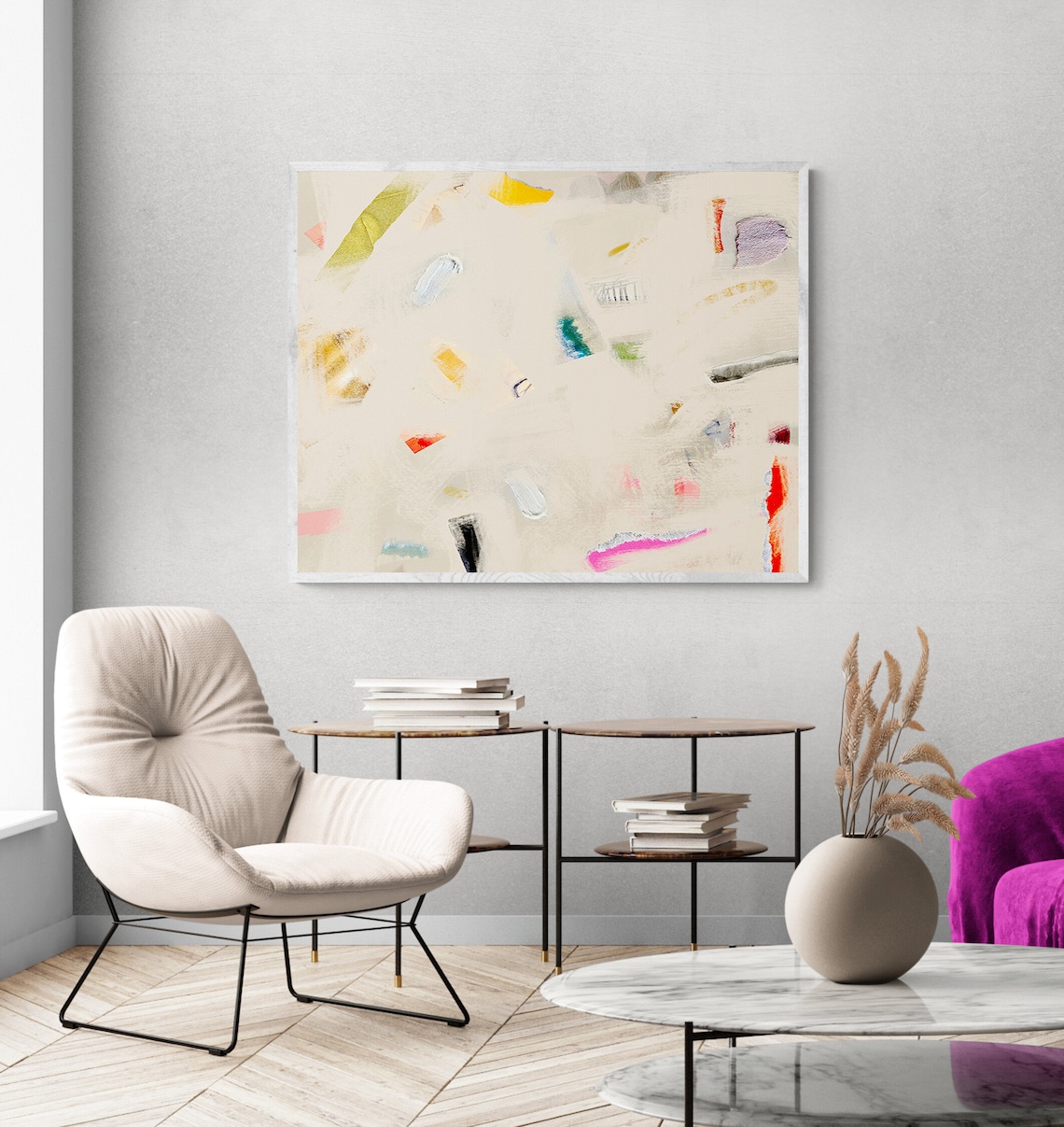 Beige Cream Abstract Painting Art Print, Modern Wall Art - Image 4