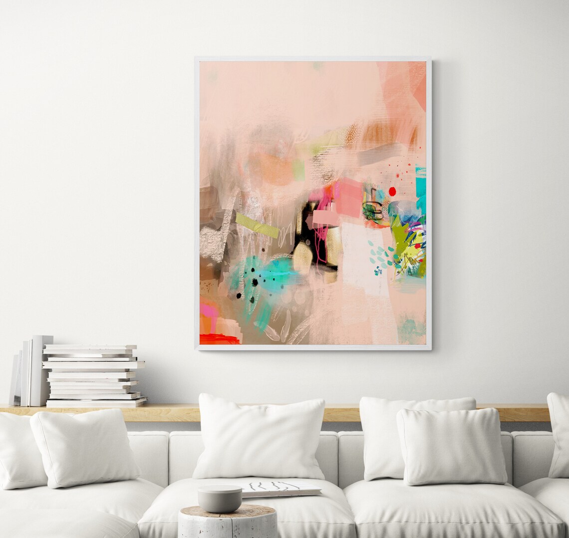 Light Coral Abstract Painting, Modern Art Print - Image 2