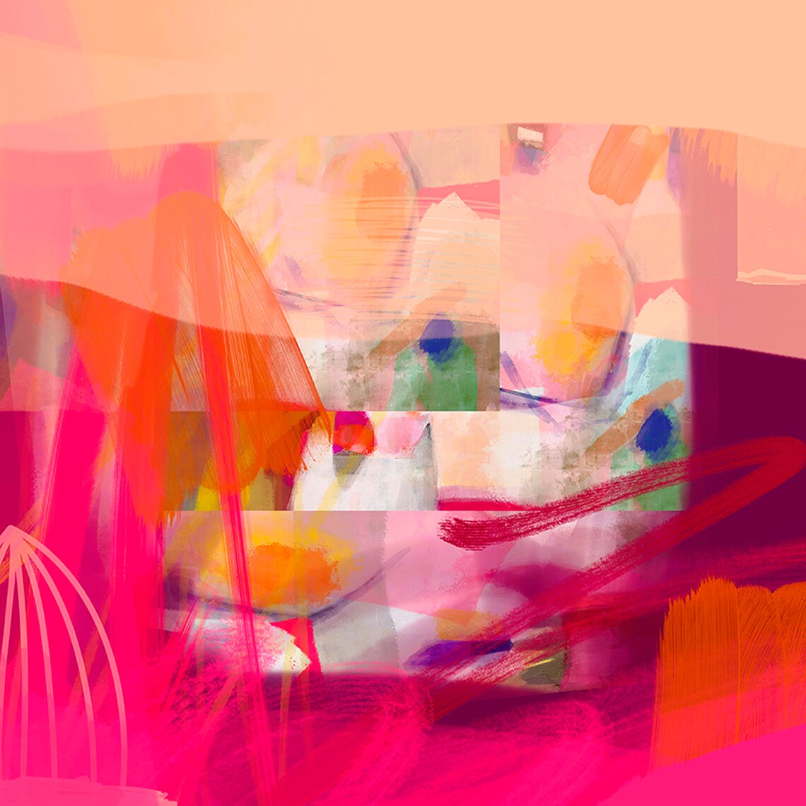 Fuchsia Coral Abstract Art Print, Modern Decor - Image 4