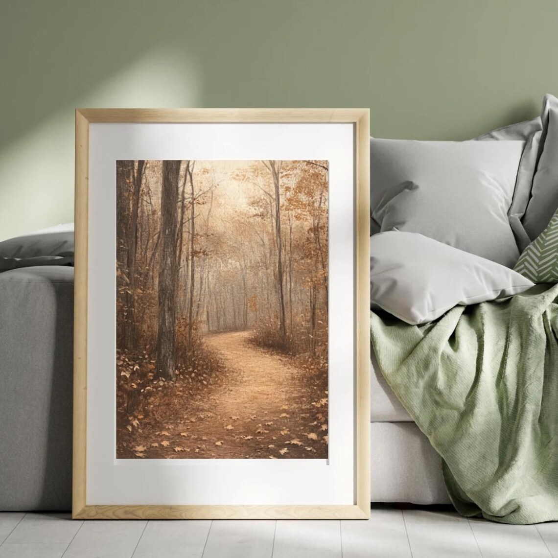 Autumn Tales Fall Forest Path Vintage Rustic Earthy Landscape Art Print - Image 3