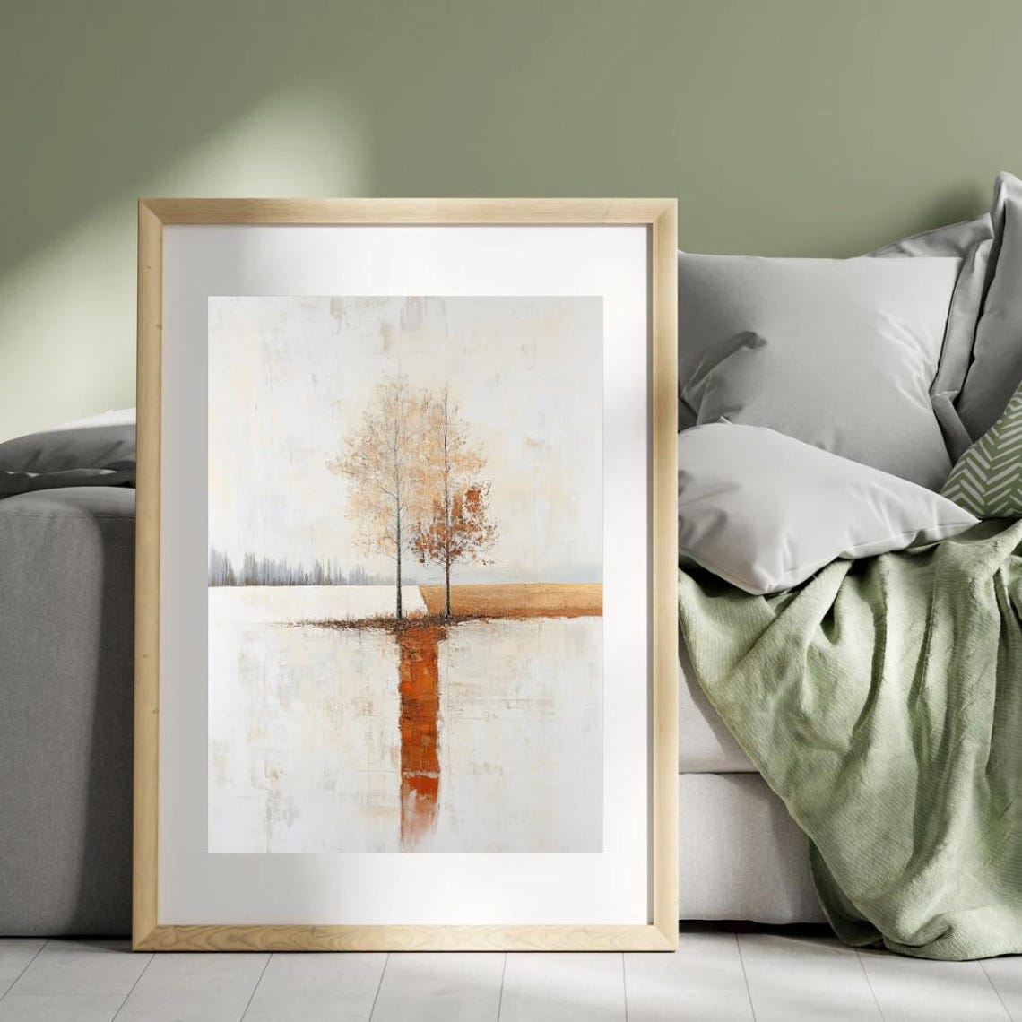 Autumn Tales Twin Trees Lakeside Calm Reflection Fall Poster - Image 3