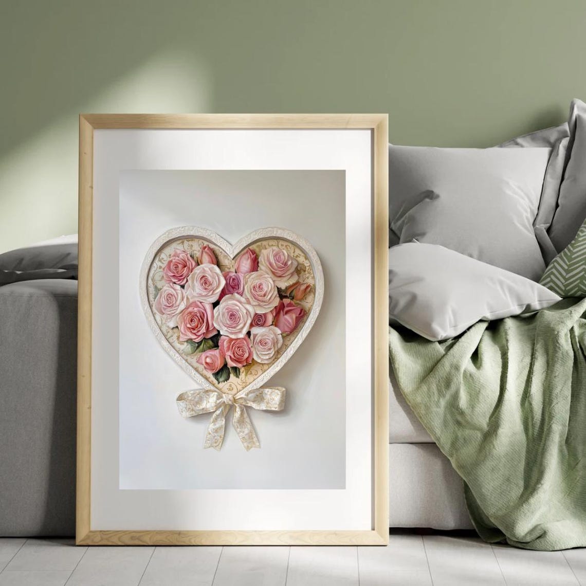 Heart Shaped Rose Box Pink Roses Valentines Romantic Art Poster - Image 5