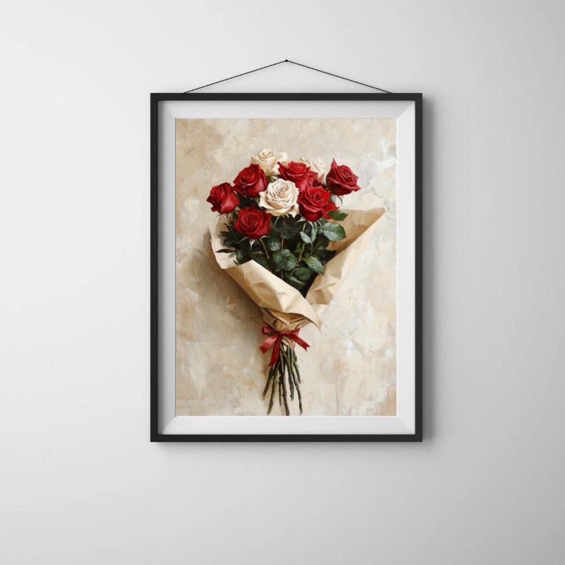 Valentines Day Rustic Rose Floral Art Print - Image 3