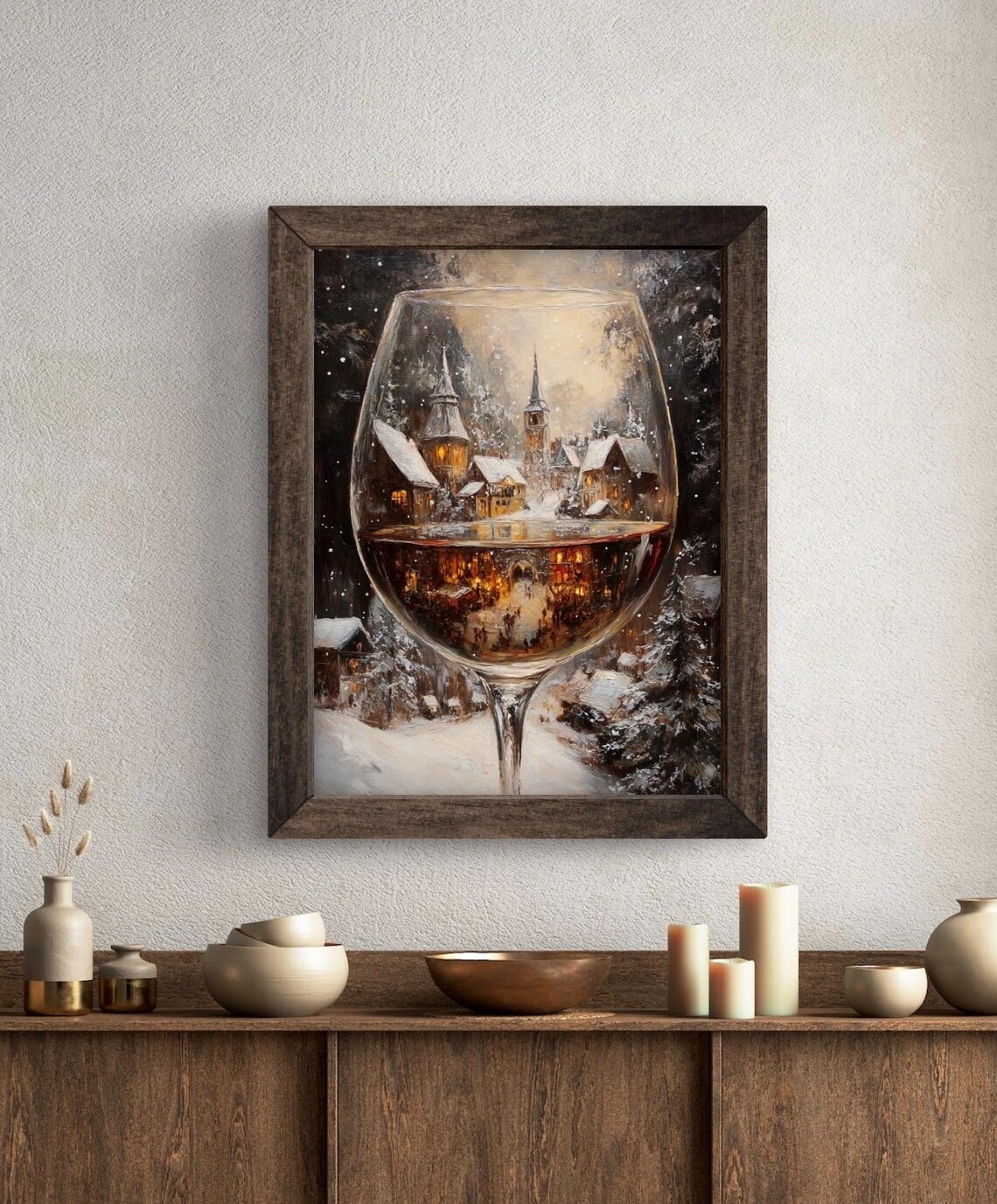 Vintage Christmas Wine Glass Reflection Art Print - Image 5