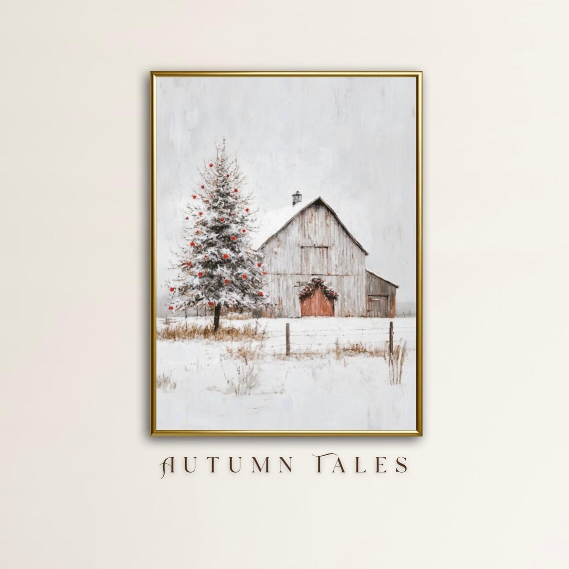 Vintage Barn Winter Farmhouse Christmas Art Print - Image 4