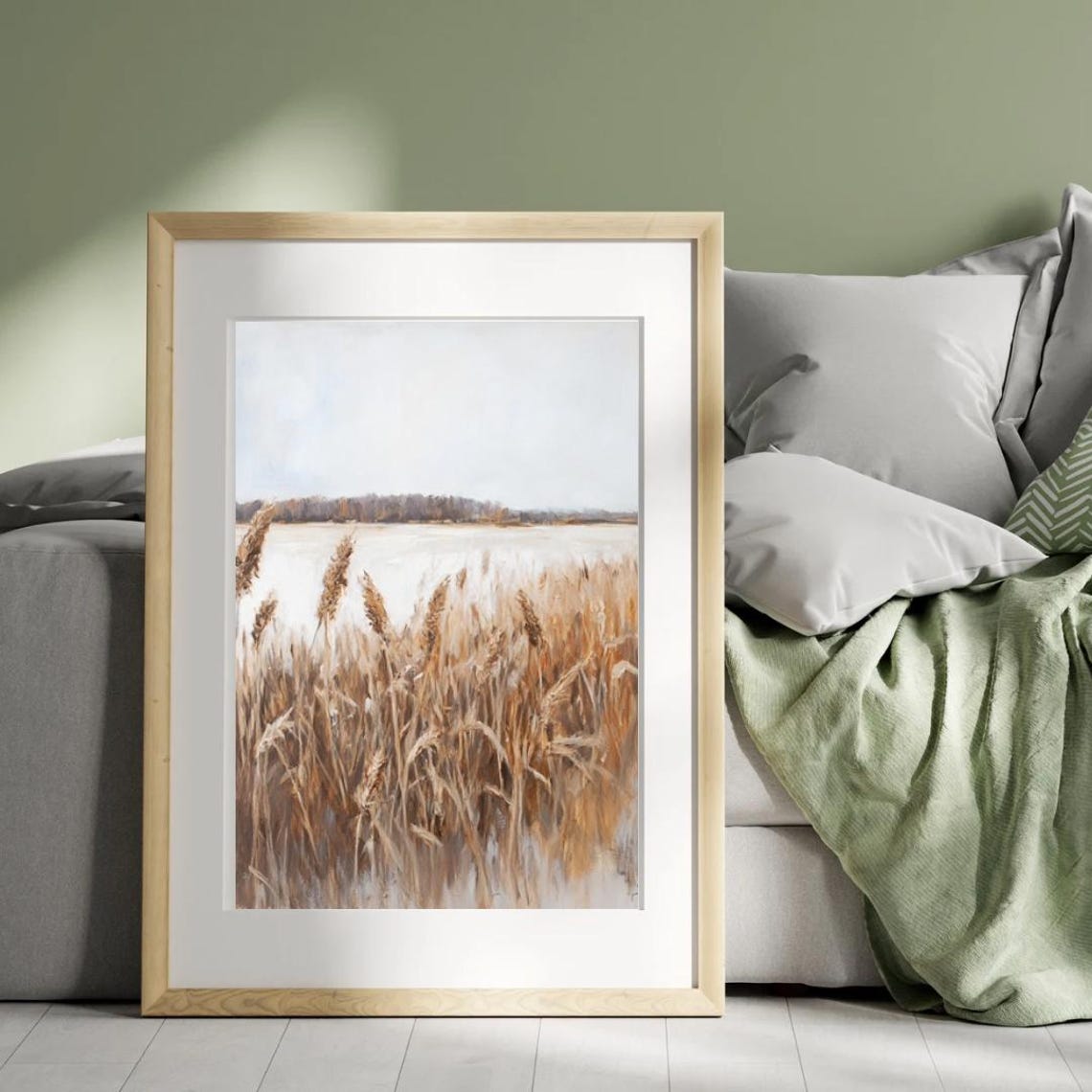 Autumn Tales Golden Wheat Field Lake Fall Landscape Art Poster - Image 3