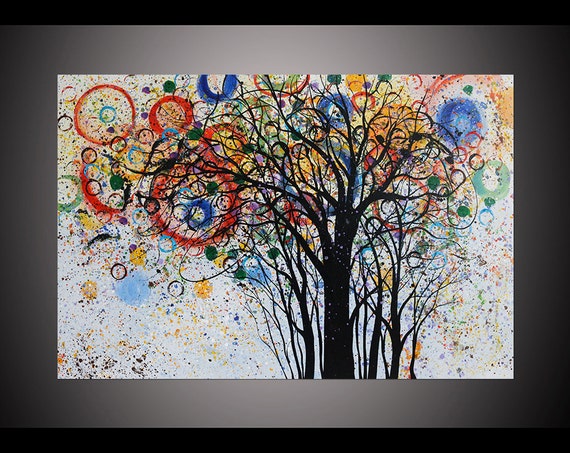 Original Wall Art Painting Abstract Colorful Wall Art Abstract Tree Oil Painting On Art For Living Room Wall Decor Acrylic Painting