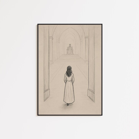 Esther Before The King Minimalist Bible Line Art Faith Poster