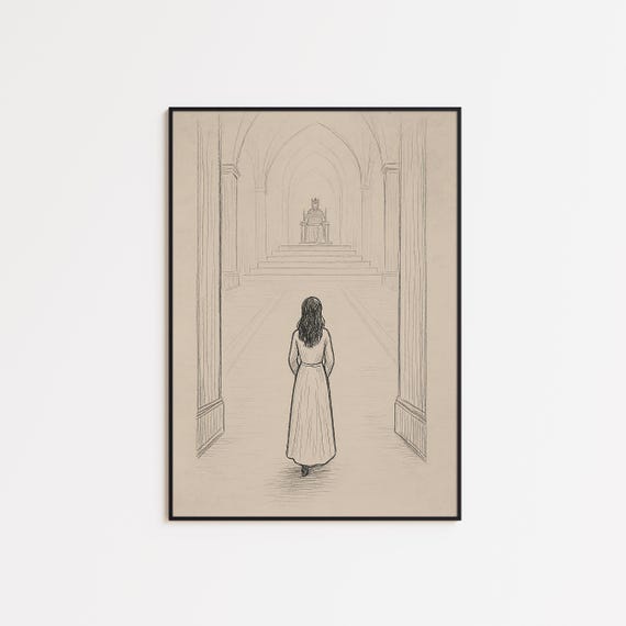 Esther Before The King Minimalist Bible Poster Christian Line Art Courage And Faith Illustration