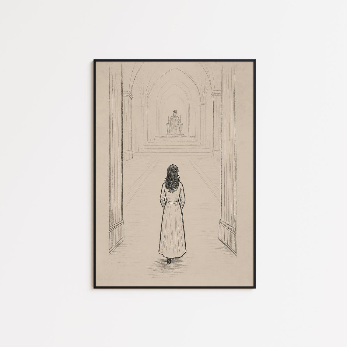 Esther Before The King Minimalist Bible Line Art Faith Poster