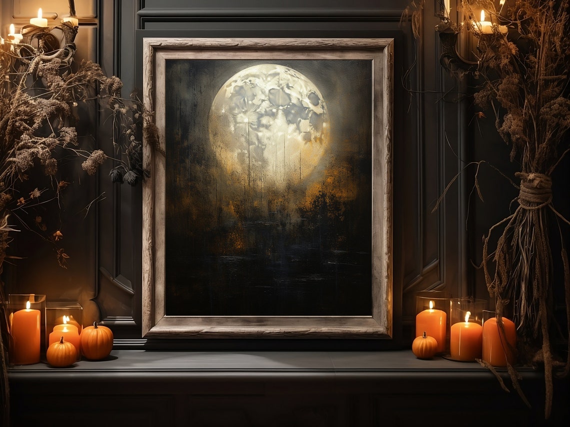 Moon Print Halloween Fall Art Print