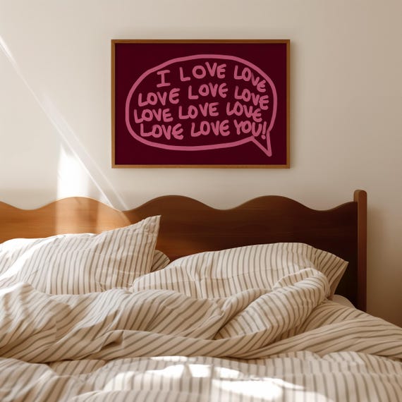 I Love You Pink Speech Bubble Quote Art Print