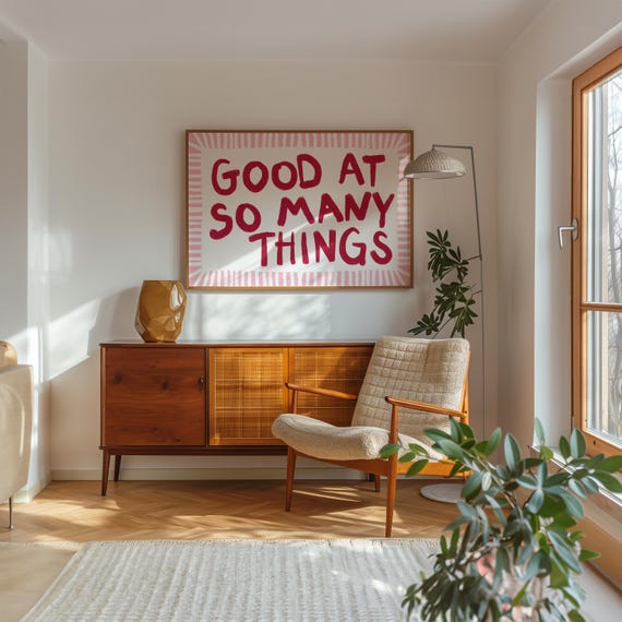 Good At So Many Things Print Playful Affirmation Wall Art Confident Maximalist Decor Bold Typography Pink