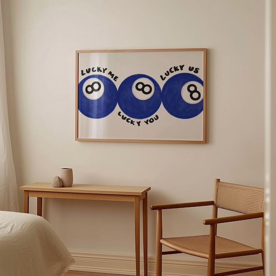 Lucky Me You 8 Ball Vintage Game Poster