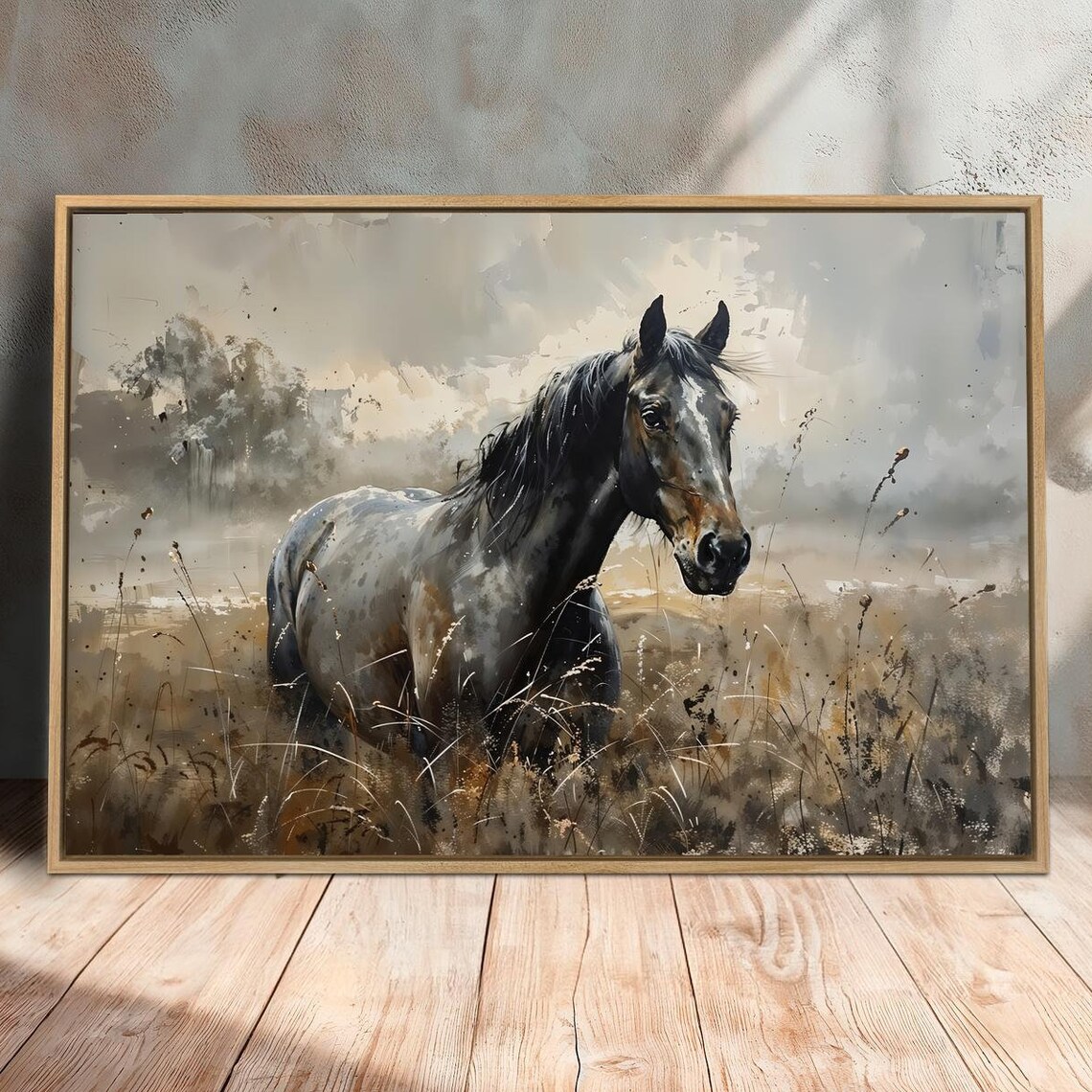 Stallion In The Pasture Art Print, Equestrian Decor