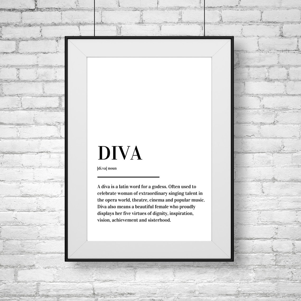 Diva Definition Female Goddess Quote Dictionary Style Poster - Image 2