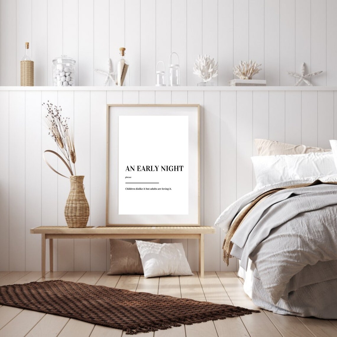 An Early Night Funny Phrase Definition Minimalist Black White Poster - Image 5