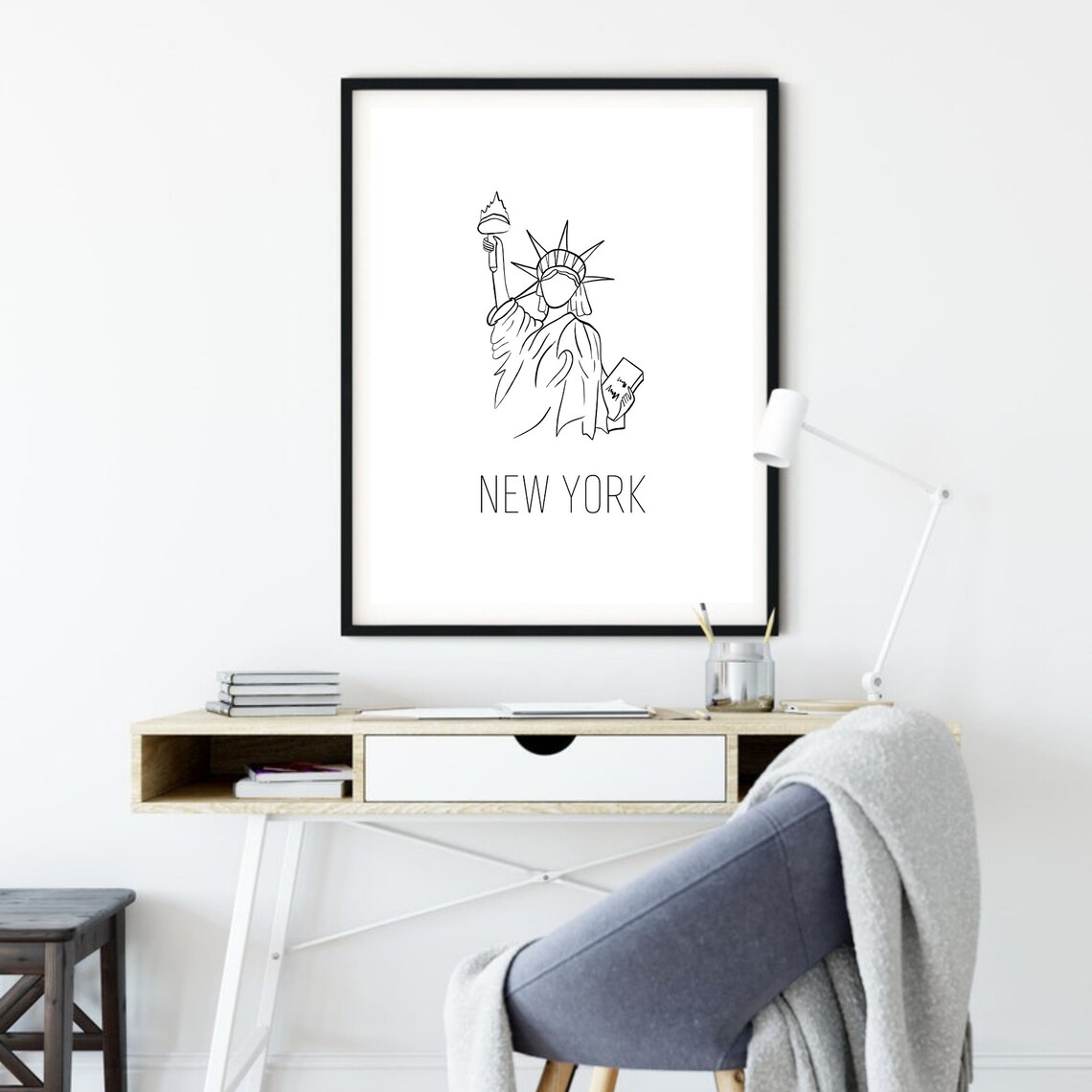 New York Statue of Liberty Minimalist Line Art Travel Souvenir Poster - Image 4