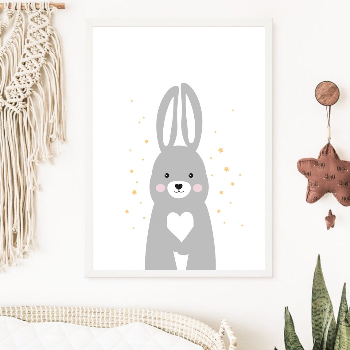Cute Bunny Nursery Poster Woodland Animal Baby Room Wall Decor - Image 6