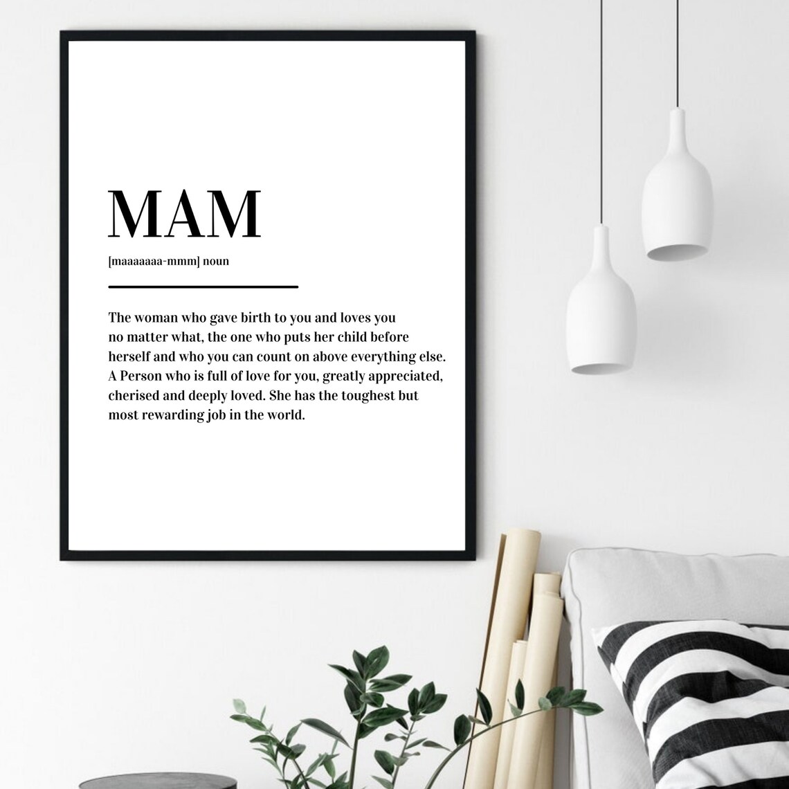 Mama Definition Sweet Mothers Day Gift Minimalist Black White Wall Art - Image 6