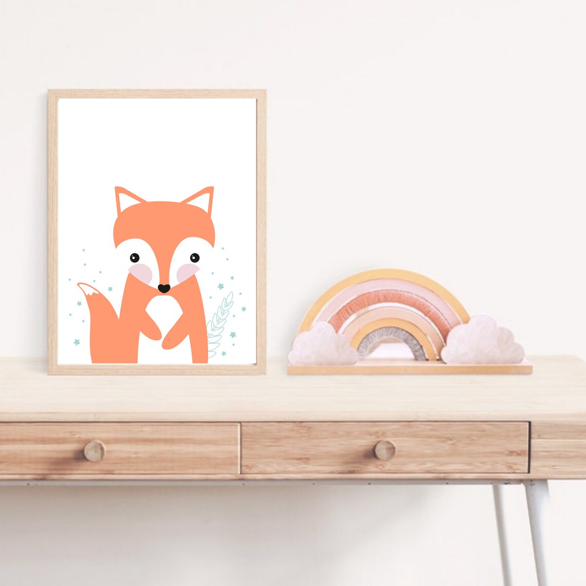 Cute Orange Fox Nursery Poster Woodland Animal Baby Room Decor - Image 4