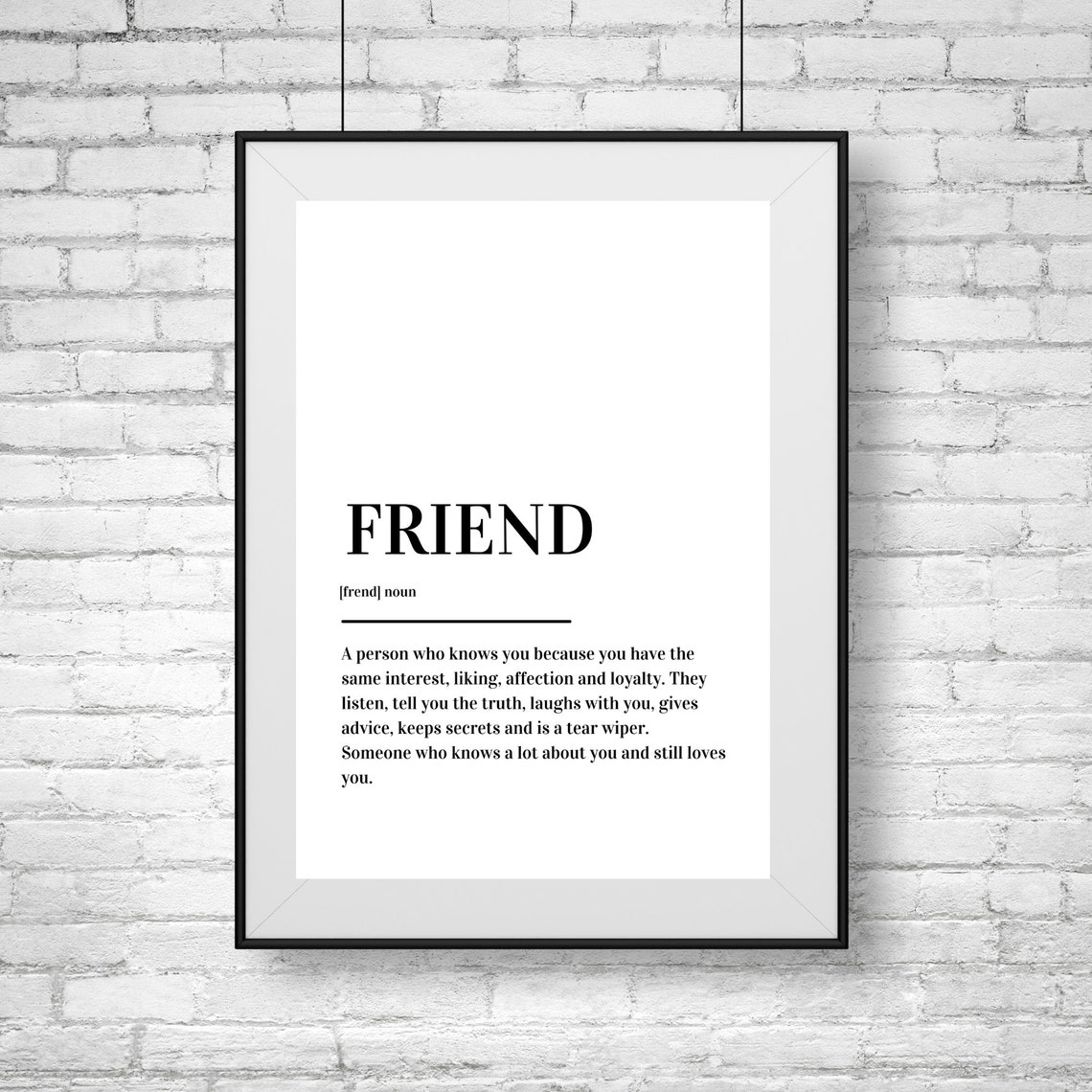 Friend Definition Best Friend Quote Dictionary Style Typography Poster - Image 2