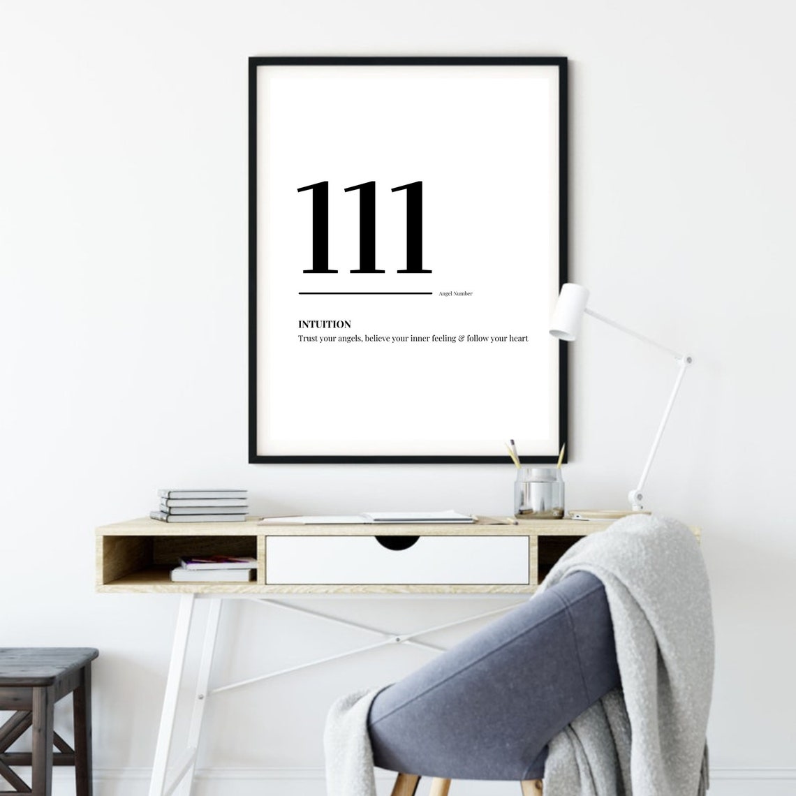 111 Angel Number Intuition Meaning Minimalist Spiritual Poster - Image 4