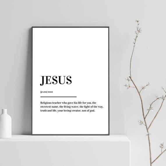Jesus Inspirational Faith Dictionary Definition Minimalist Black White Poster