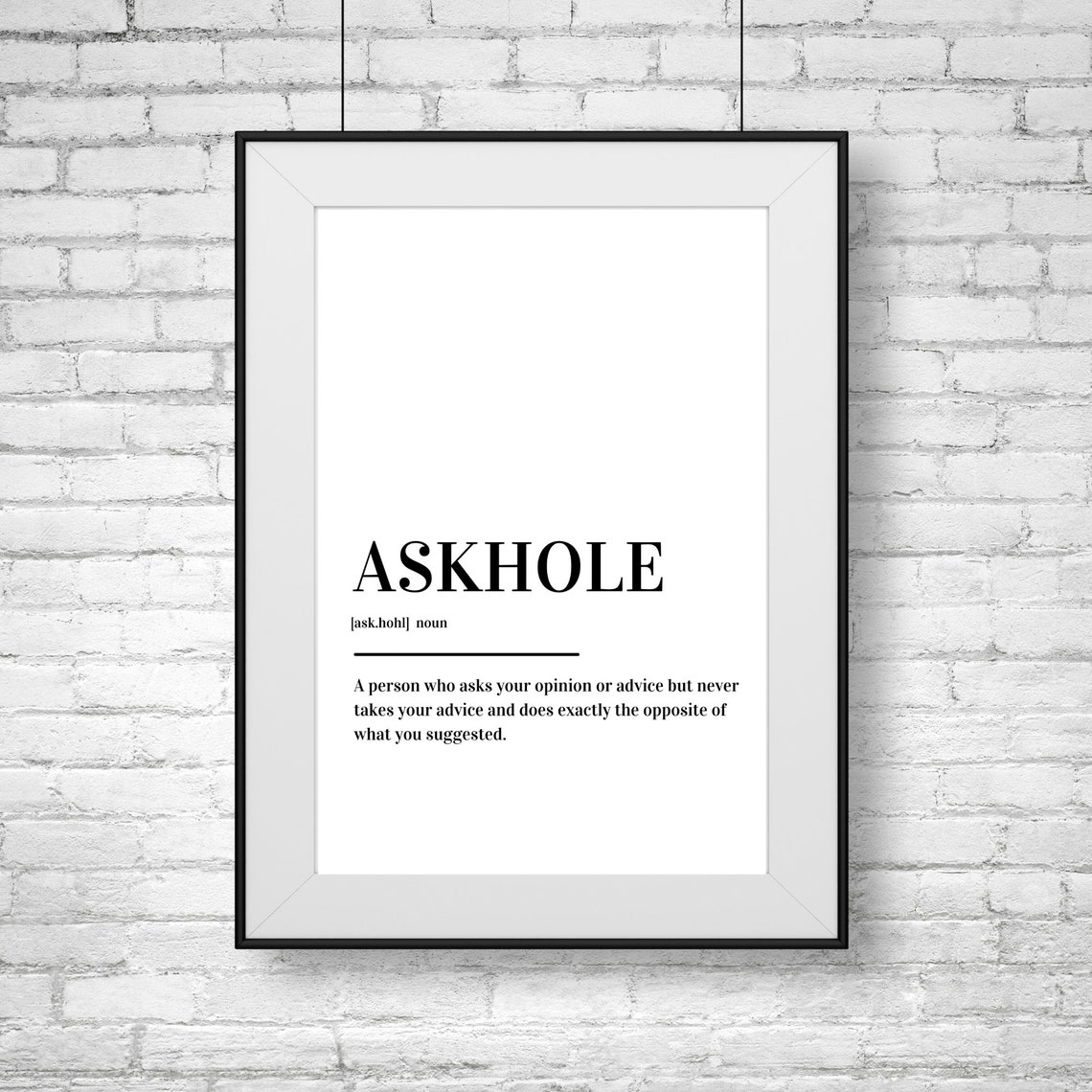 Askhole Definition Typography Funny Humor Gift Minimalist Poster - Image 2