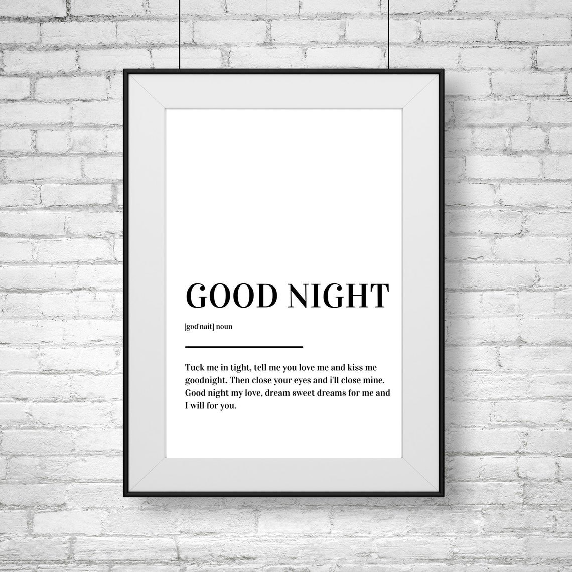 Good Night Sweet Dreams Definition Romantic Typography Poster - Image 2