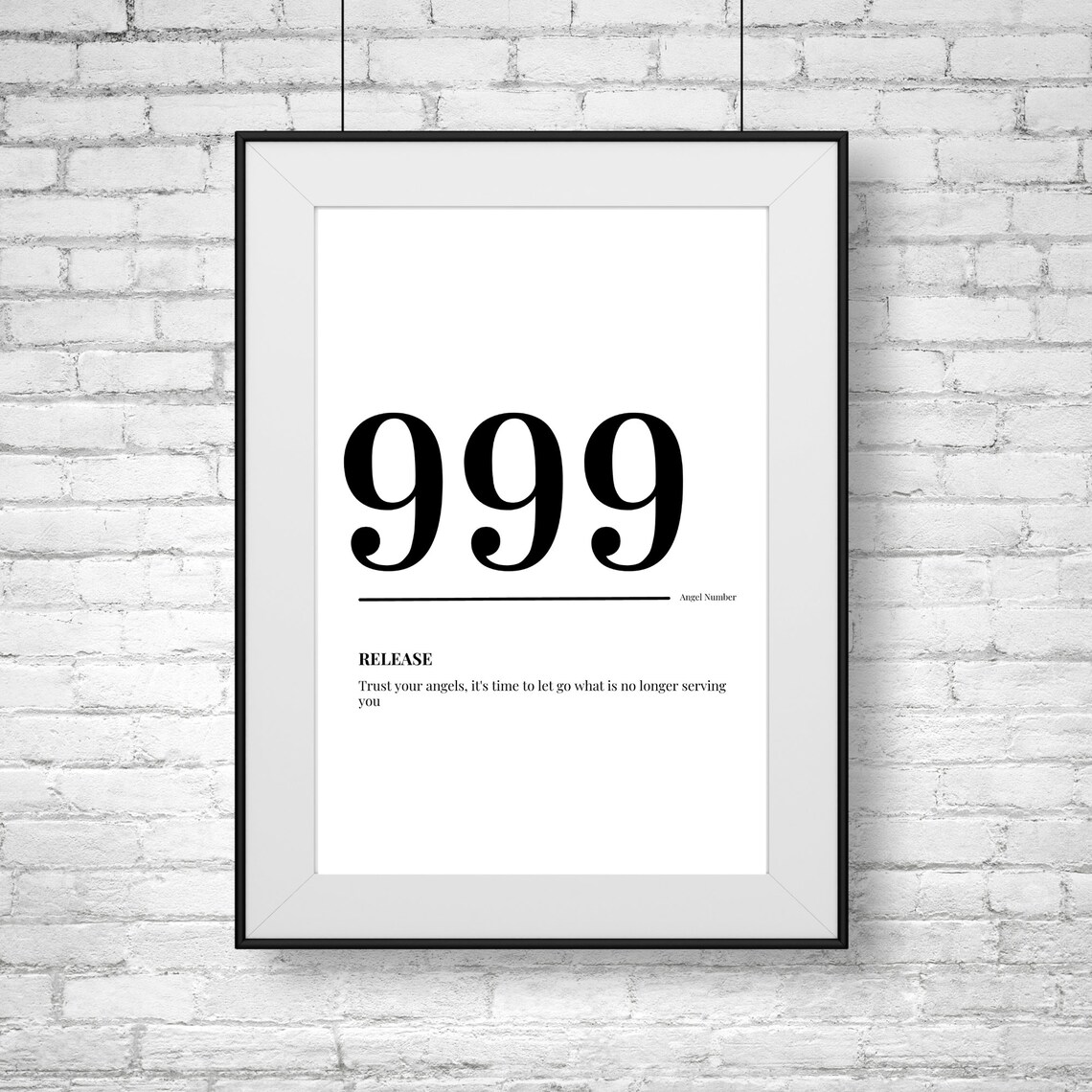 999 Angel Number Release Meaning Minimalist Spiritual Poster - Image 2