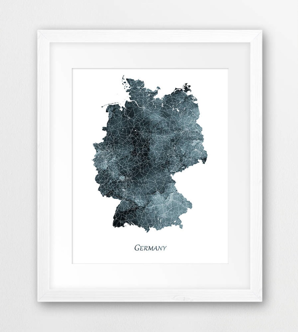 Germany Map Watercolor Poster, Home Office Decor