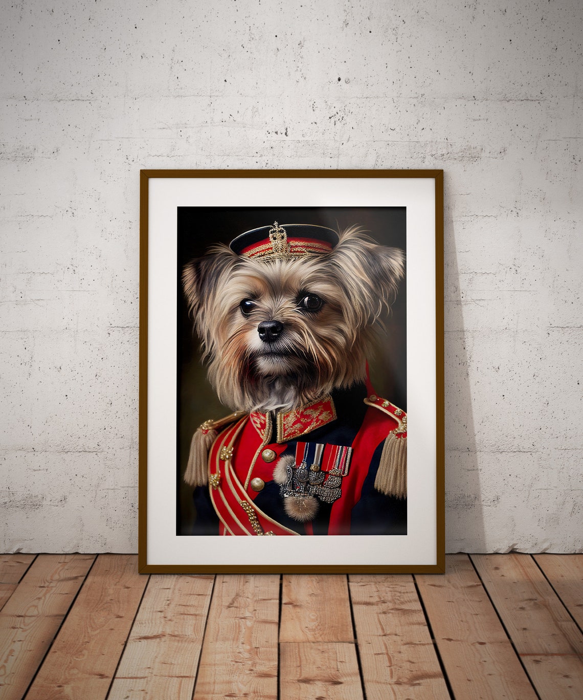 Yorkshire Terrier In Military Uniform Funny Dog Portrait Poster - Image 3