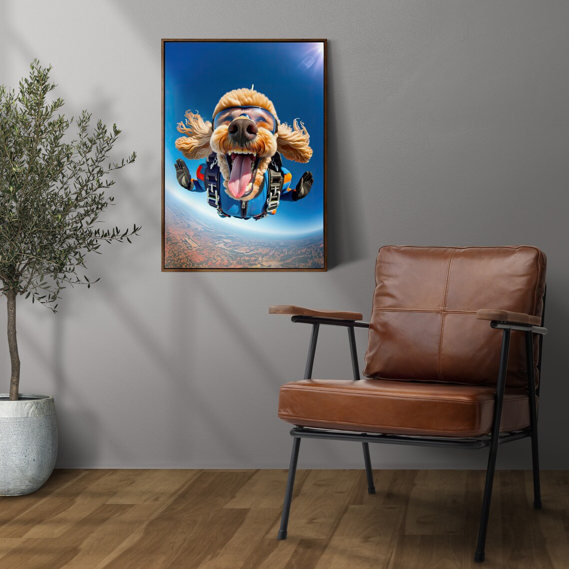 Poodle Skydiving With Flying Ears And Goggles Epic Freefall Dog Poster - Image 3