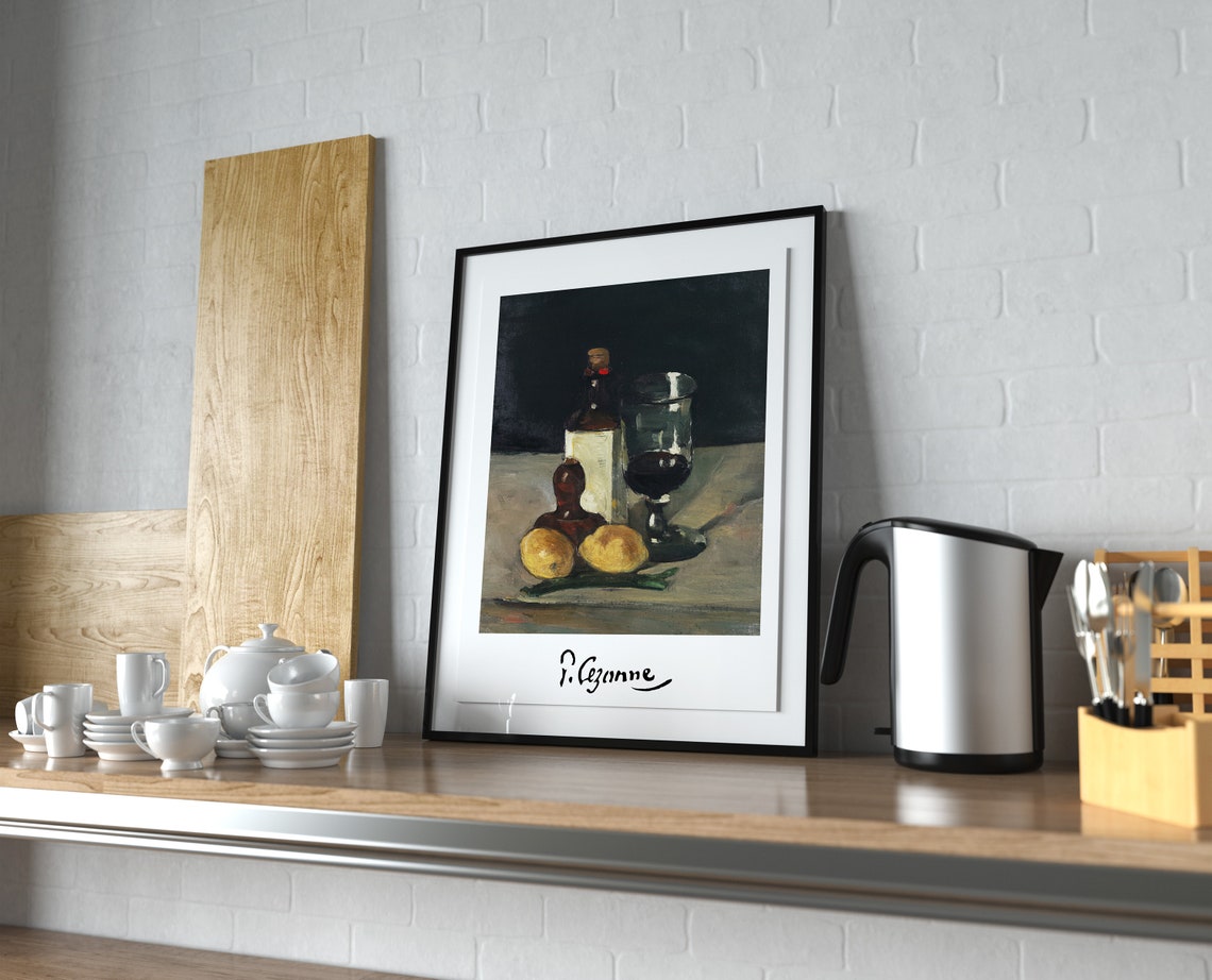 Paul Cezanne Still Life With Bottles Glass And Lemons Poster - Image 4