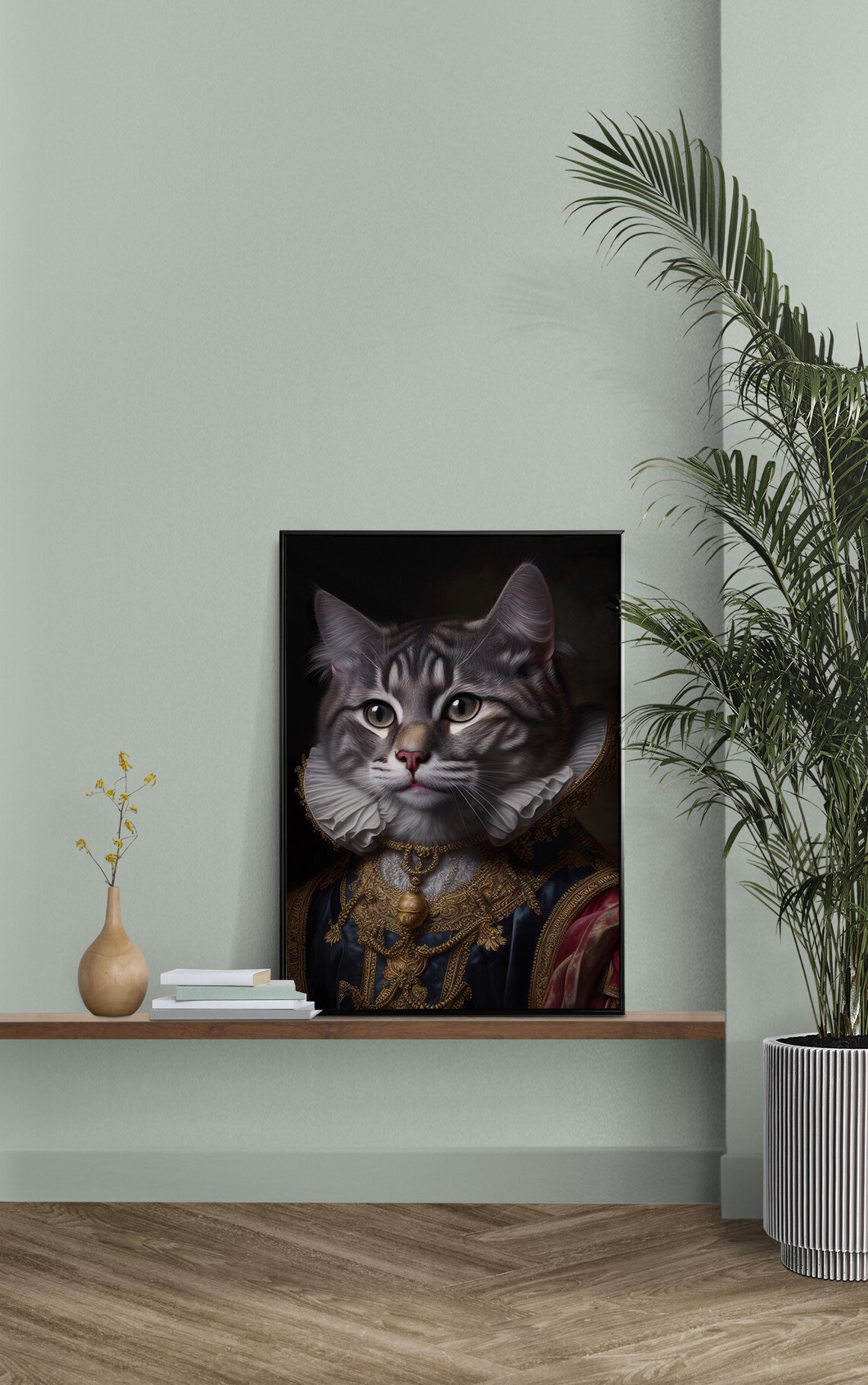 Gray Tabby Cat In Baroque Royal Gown Vintage Aristocratic Pet Poster - Image 2