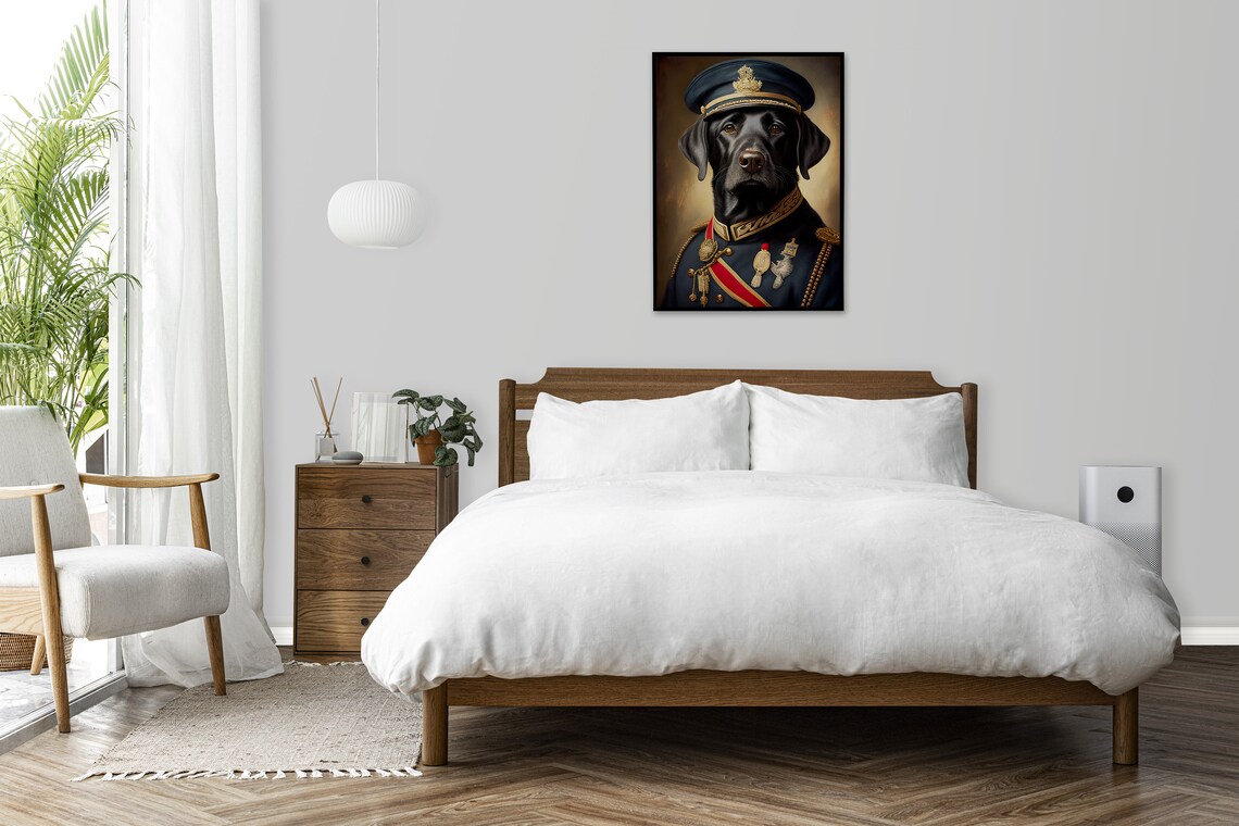 Black Labrador in Military Uniform Art Print - Image 4