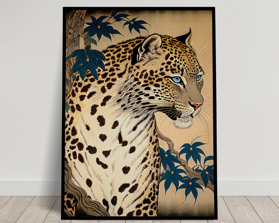 Leopard Japanese Ukiyo-E Art Print Poster