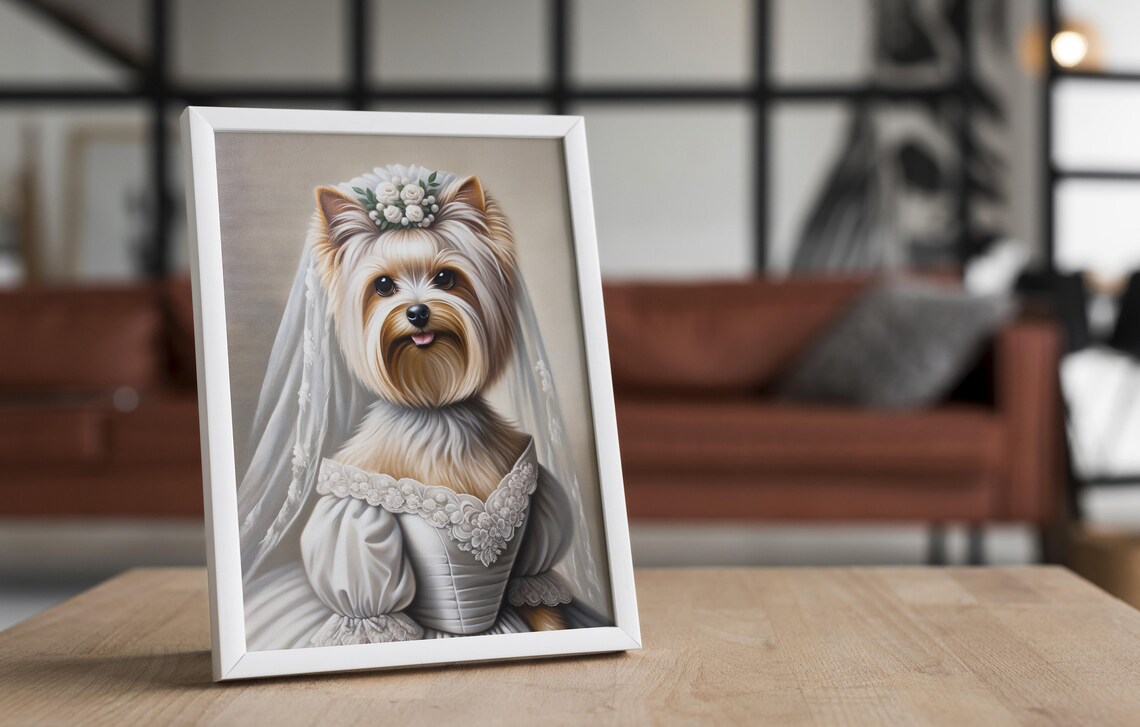 Yorkshire in Wedding Dress Portrait Poster - Image 4