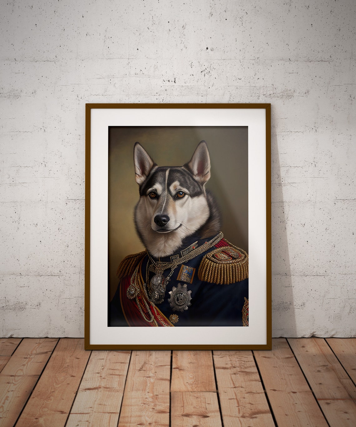 Husky In Military Uniform Funny Dress Uniform Dog Portrait Poster - Image 3