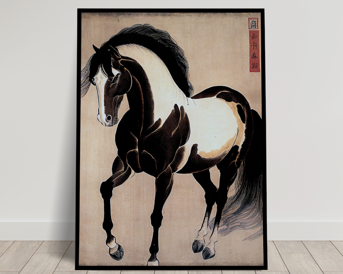 Horse Japanese Art Style Ukiyo-E Poster Print