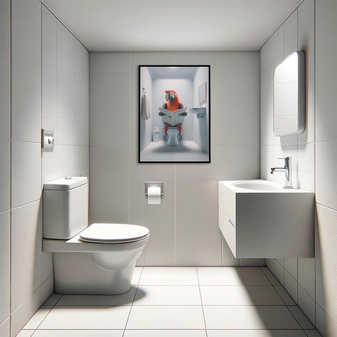 Macaw Reading The Newspaper On The Toilet, Poster - Image 4