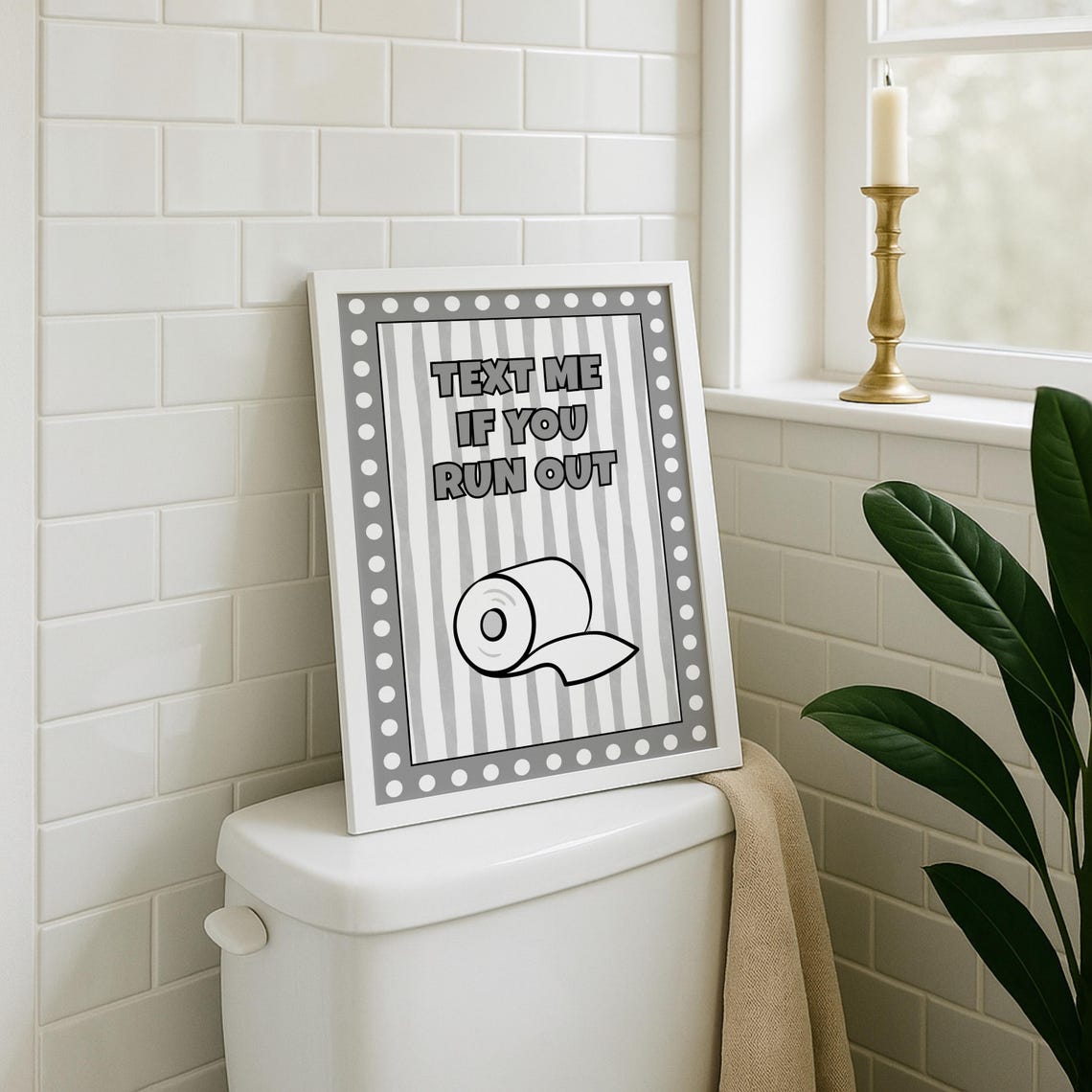 Text Me If You Run Out Funny Bathroom Toilet Paper Quote Sign Poster