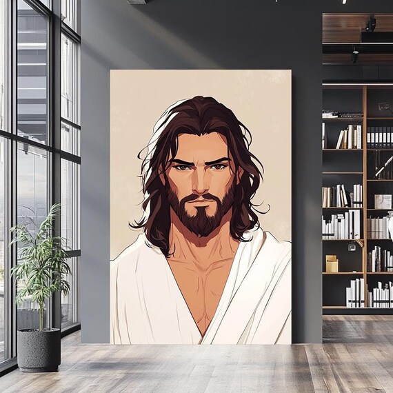 Jesus Christ Minimalist Illustration Portrait Modern Spiritual Wall Art Poster