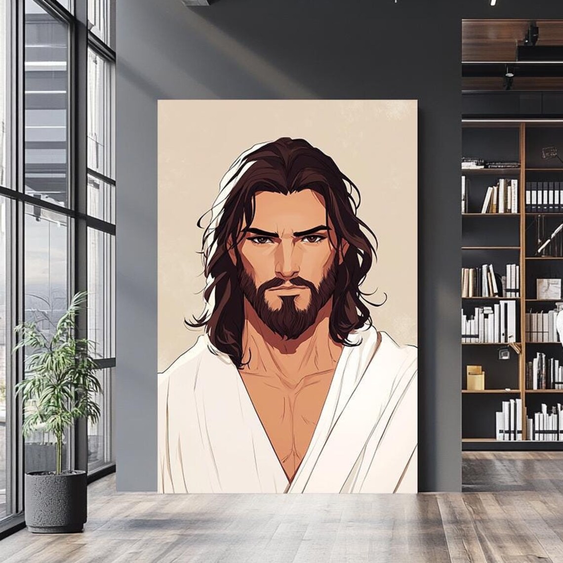 Jesus Christ Minimalist Illustration Portrait Modern Spiritual Wall Art Poster
