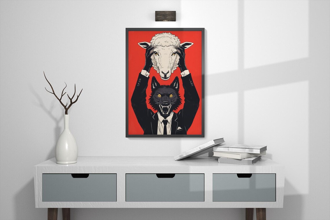 Wolf In Sheep's Clothing, Bold Surreal Art Print - Image 3