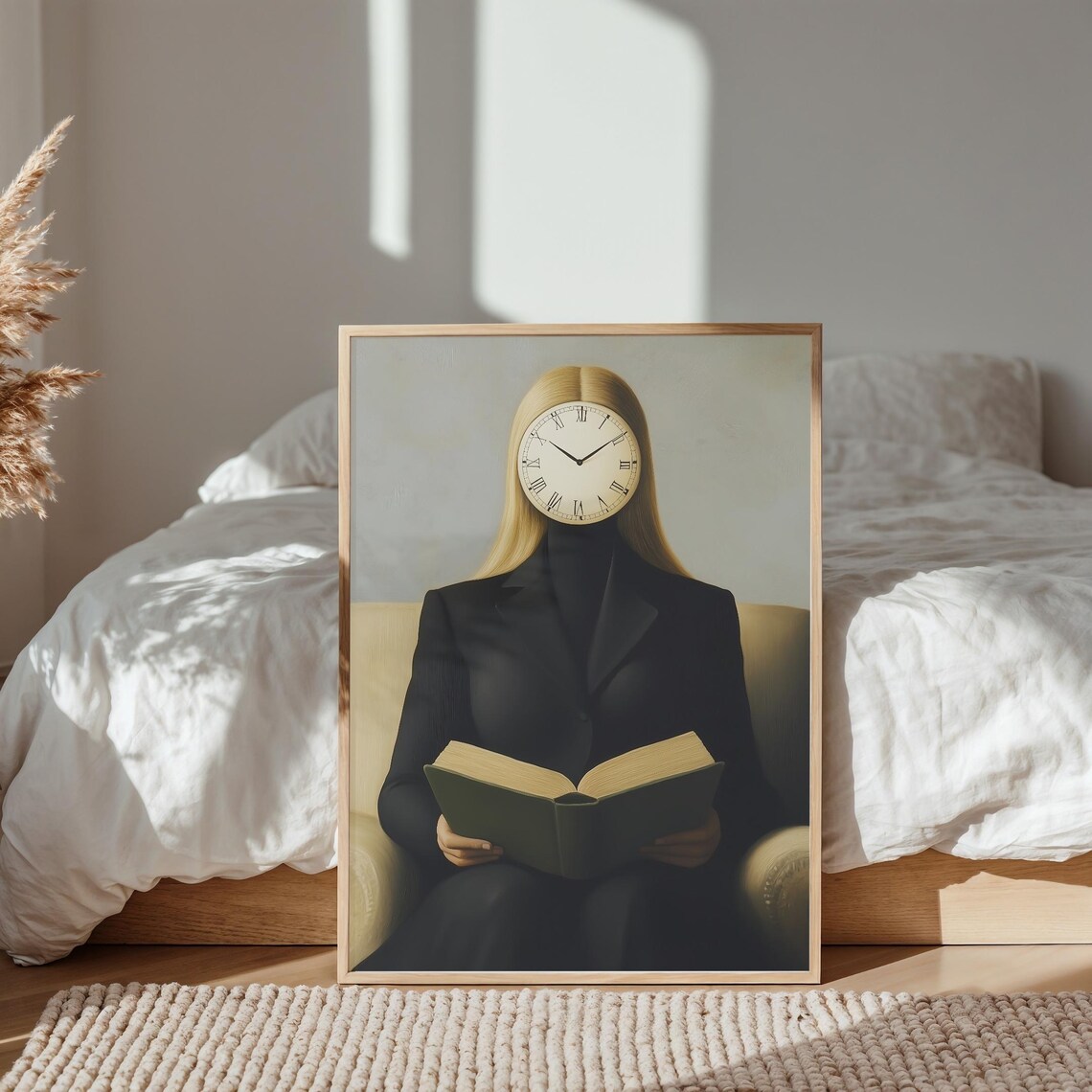 Women Reading Portrait, Magritte-Inspired Art Print - Image 4