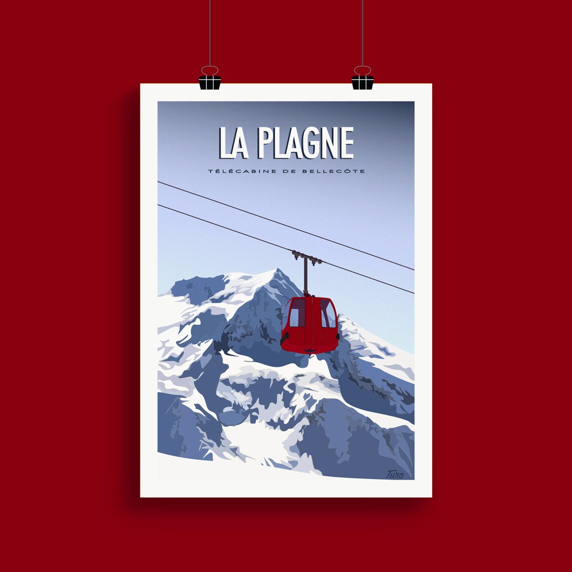 La Plagne Vintage Travel Poster, Gondola Art Print - Image 2