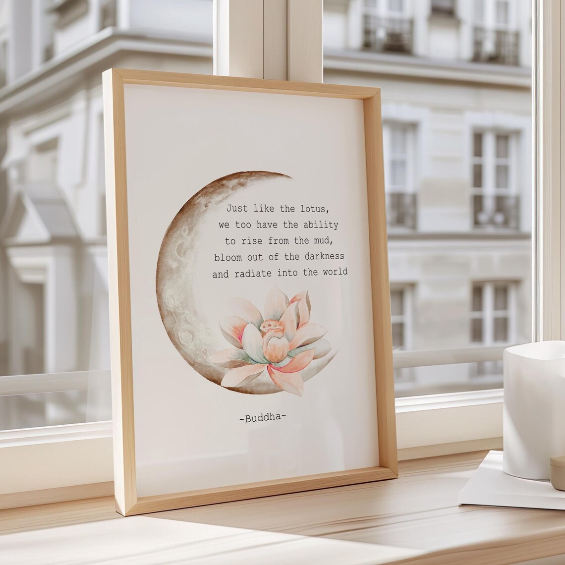 Lotus Flower Quote Art Print, Zen Spiritual Decor